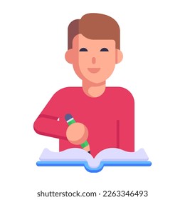Language book flat icon, linguistics course 