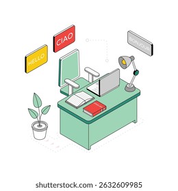 Language Center isometric Style Illustration. EPS 10 file