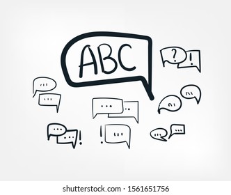 language communication cloud line art doodle vector symbol sign concept  set