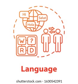 Language concept icon. Ability to communicate in different languages. Knowledge of foreign speak talk idea thin line illustration. Vector isolated outline RGB color drawing