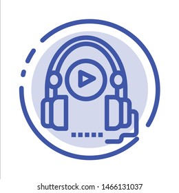 Language, Course, Language Course, Education Blue Dotted Line Line Icon. Vector Icon Template background