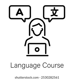 Language course icon in line style