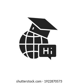 Language courses black glyph icon. Outline pictogram for web page, mobile app, promo.