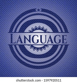 Language with denim texture. Vector Illustration. Detailed.