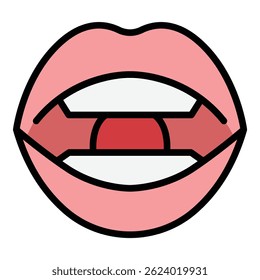 Language diction icon outline vector. Mouth therapy. Talking tongue color flat