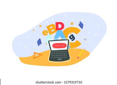 Language e learning concept. Digital and smart technology. stock illustration