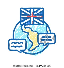 language english doodle icon sketch vector. language english sign. isolated symbol illustration