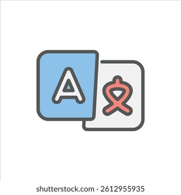 language filled outline icon. translate color line illustration.