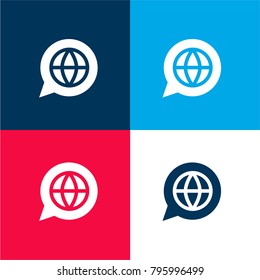 Language four color material and minimal icon logo set in red and blue