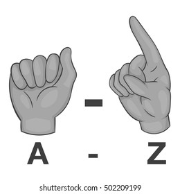 Language of gestures icon. Gray monochrome illustration of language of gestures vector icon for web