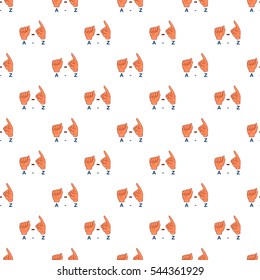 Language of gestures pattern. Cartoon illustration of language of gestures vector pattern for web