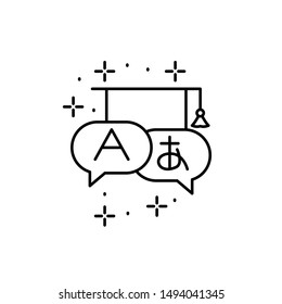 Language, graduate hat icon. Element of gap icon