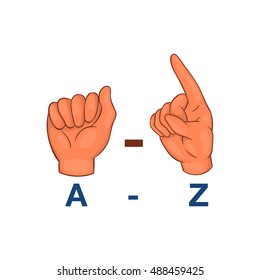 Language hand sign icon in cartoon style isolated on white background vector illustration