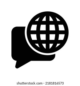 Language icon in black solid style