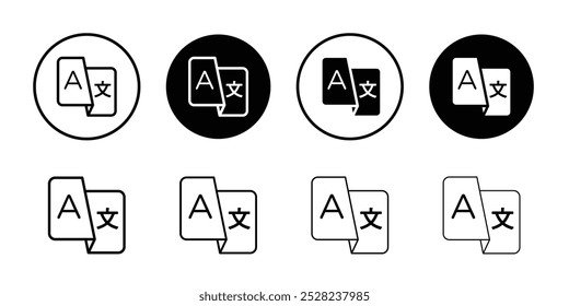 Icono de idioma Vector de contorno en blanco y negro