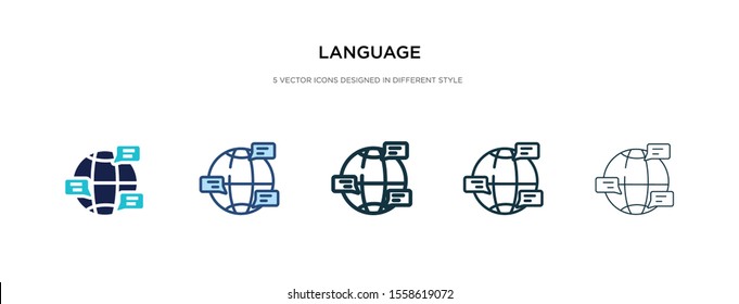 language icon in different style vector illustration. two colored and black language vector icons designed in filled, outline, line and stroke style can be used for web, mobile, ui