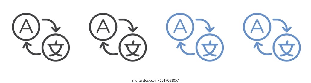 Language icon flat line symbol set.
