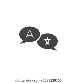 Language icon Flat simple outline set