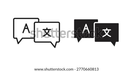 Language icon in Line and Silhouette Icon Set. Isolated Vector Illustration.