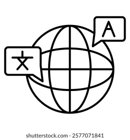 Language Icon - Line Style - Brain Theme