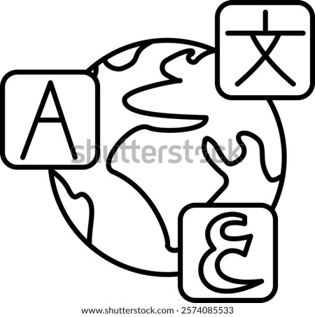 Language Icon - Line Style - Neuroscience Theme