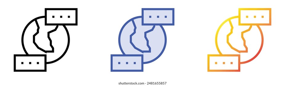 language icon. Linear, Blue Fill and Gradient Style Design Isolated On White Background