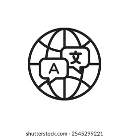 Language icon outline set sign