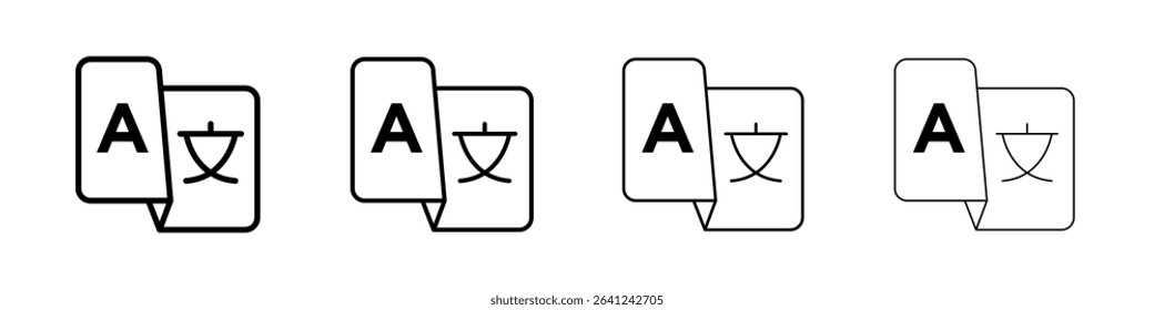 Language icon Outline sign symbol set