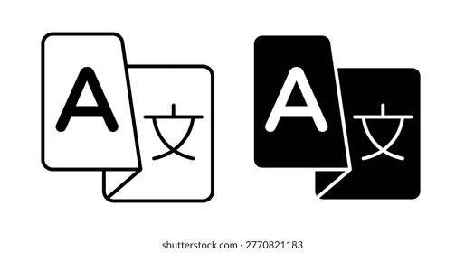 Language icon pack flat black, Editable line icons