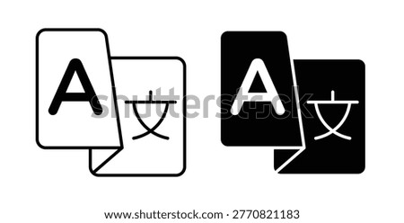 Language icon pack flat black, Editable line icons