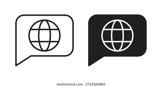 Language icon set. black Illustration for graphic and web design.