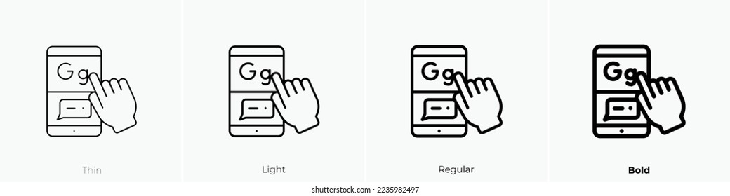 language icon. Thin, Light Regular And Bold style design isolated on white background