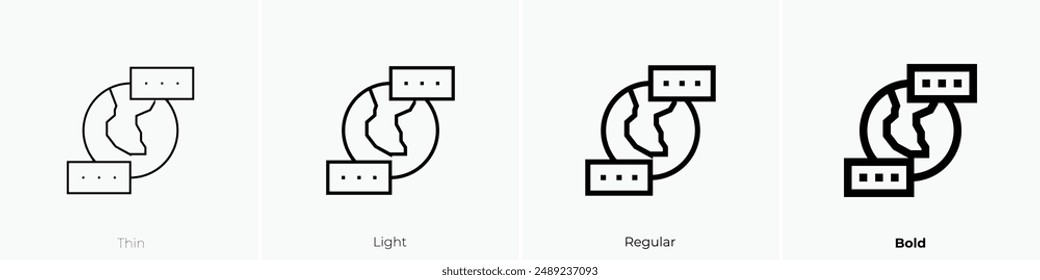 language icon. Thin, Light Regular And Bold style design isolated on white background