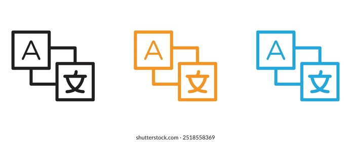 Language icon Thin line illustration set