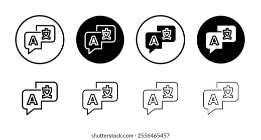 Language icon Thin line illustration set