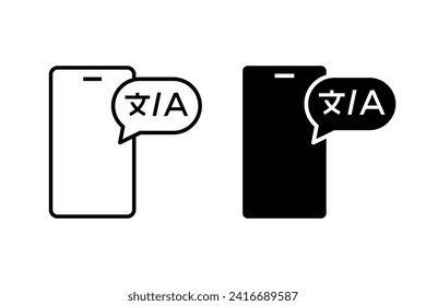 Language icon vector set. Translator in smartphone symbol