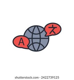 icono de idioma. vector.Curso editable.Signo de estilo lineal para uso de diseño web,logotipo.Ilustración de símbolo.