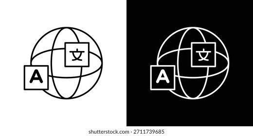 Símbolo de Vector de iconos de idioma con líneas de trazo editables para Diseños web