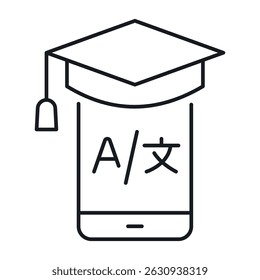 Language learning app icon with graduation cap symbolizing educational growth and achievement