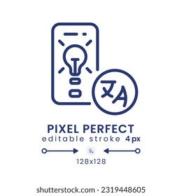 Language Learning app linear desktop icon. Educational software. Grammar skills. Pixel perfect 128x128, outline 4px. GUI, UX design. Isolated user interface element for website. Editable stroke