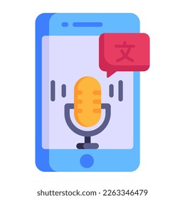 Language learning app, online interpreter flat icon 