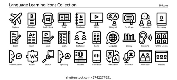 Language Learning Foreign Languages and Translation Icons