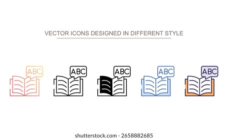 Icono de aprendizaje de idiomas diseño con fondo blanco Ilustración de stock