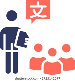 Icono de aprendizaje de idiomas Glifo Color Ilustración vectorial
