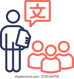 Icono de aprendizaje de idiomas Línea de color Ilustración vectorial