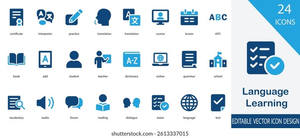 Language Learning Illustration Online Education, Communication Skills, and Multilingual Growth