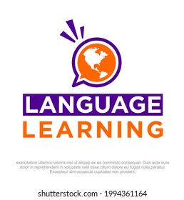 Language Learning Logo Design Template. Language Learning School Logo Design. Language Learning Vector Icon. Language Academy Logo Design Template. 