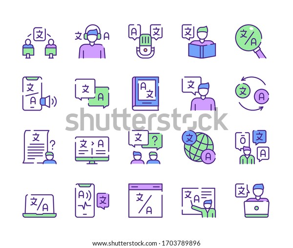 language-learning-outline-icons-set-on-stock-vector-royalty-free