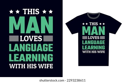 Vector de plantilla de diseño de camiseta de aprendizaje de idiomas
