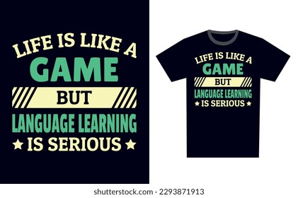 Vector de plantilla de diseño de camiseta de aprendizaje de idiomas